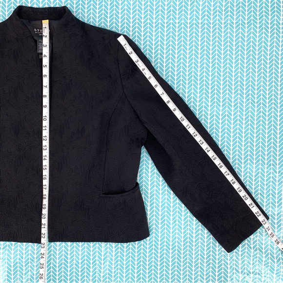 Studio by Liz Claiborne Petite Black Floral Jacquard Open Front Blazer, 16 - Picture 15 of 16